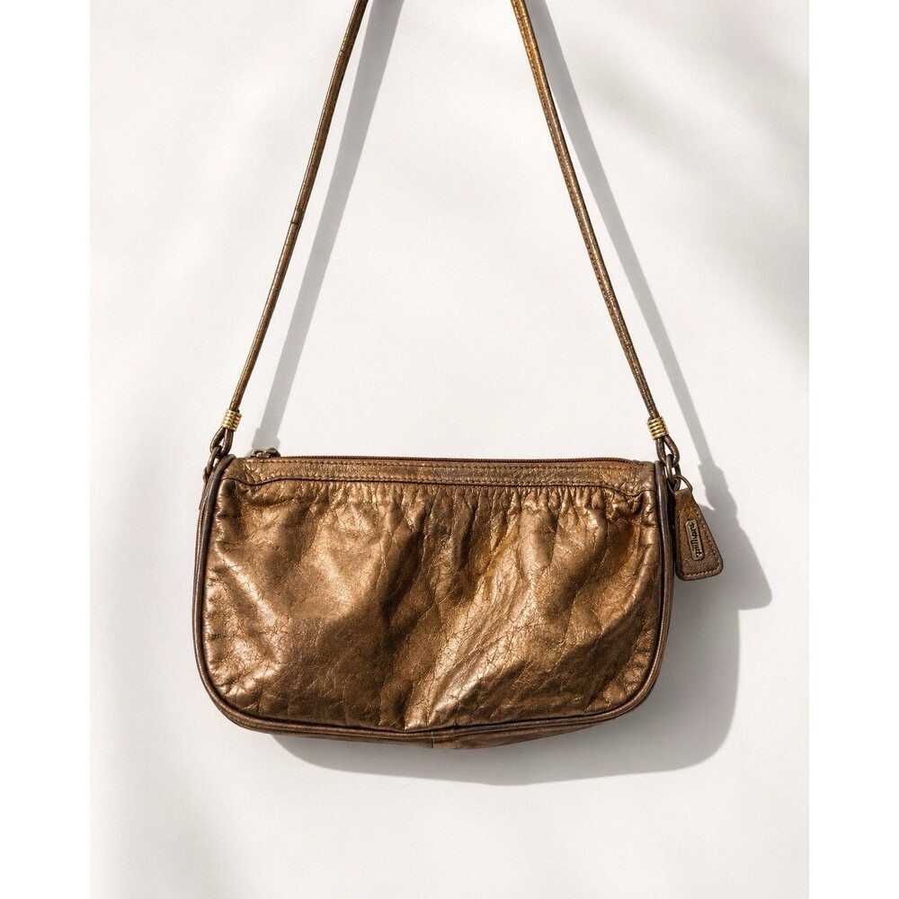 Philippe Metallic Bronze Genuine Leather Shoulder Bag Vintage Y2K Purse